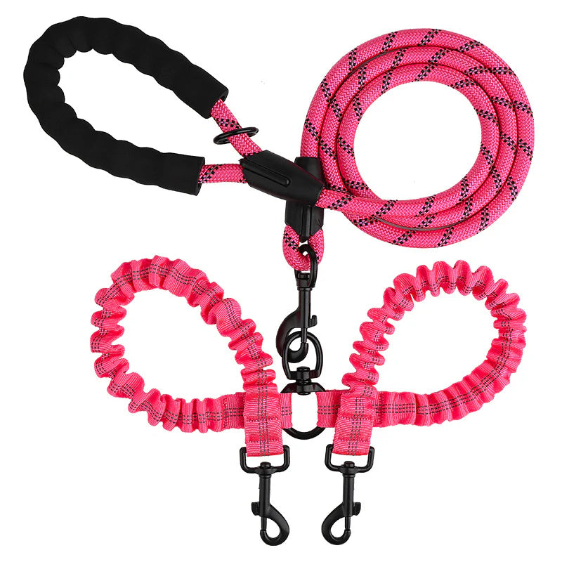 2-in-1 Double Dog Lead with 360° Swivel – Tangle-Free & Shock-Absorbing